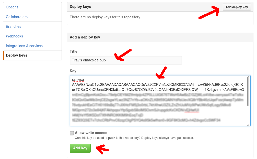 travis add deploy key