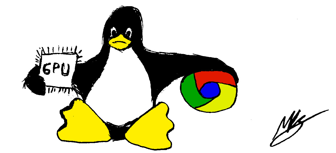 Tux playing with Chrome and a GPU